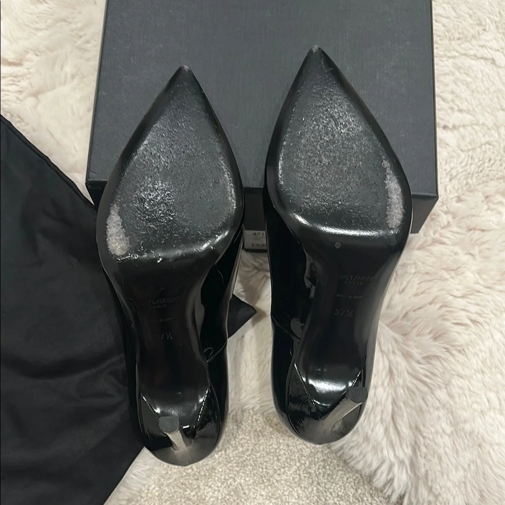Saint Laurent Black Patent Leather Stiletto Heels - Picture 5 of 9